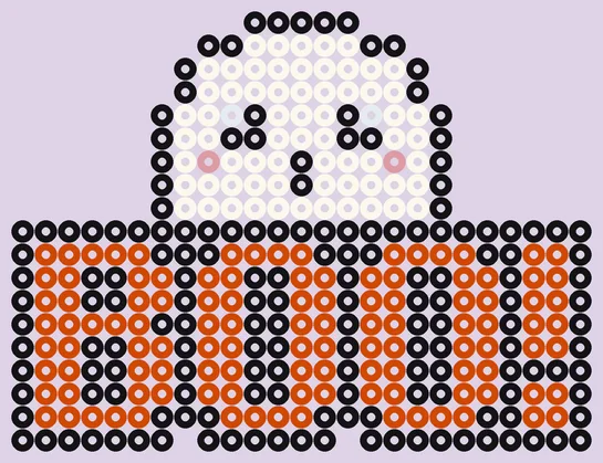 Halloween spook van strijkkralen: bOO! met spookje, 25 × 19 kralen