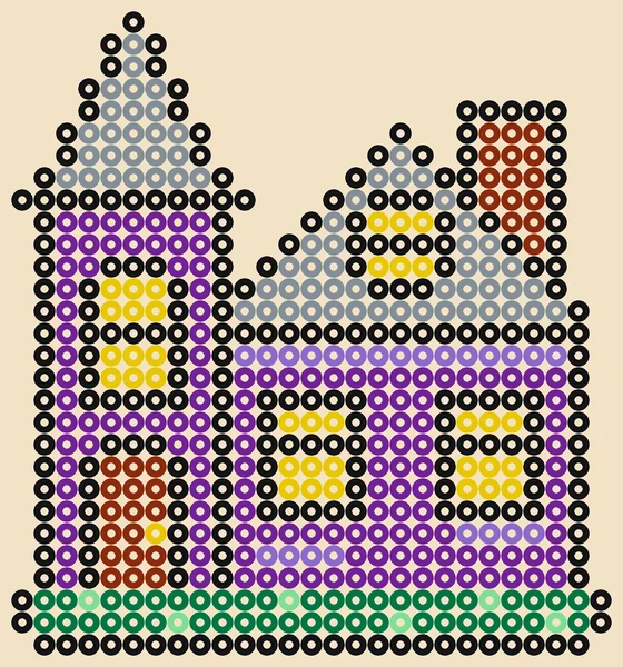 Halloween strijkkralen patroon: spookhuis, 27 × 29 kralen