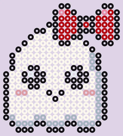 Halloween spook van strijkkralen: spookje met strik, 19 × 21 kralen