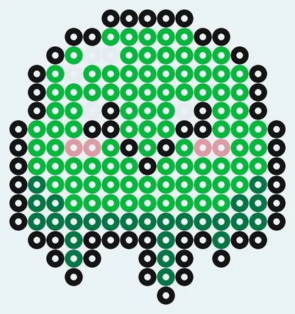 Makkelijk strijkkralen voorbeeld Vrolijk slijmpje, maar 179 kralen