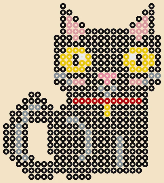 Halloween strijkkralen patroon: zwarte kat met belletje, 25 × 28 kralen
