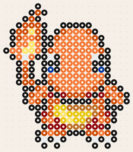 Charizard strijkkralen familie: Charmander, 20 × 23 kralen
