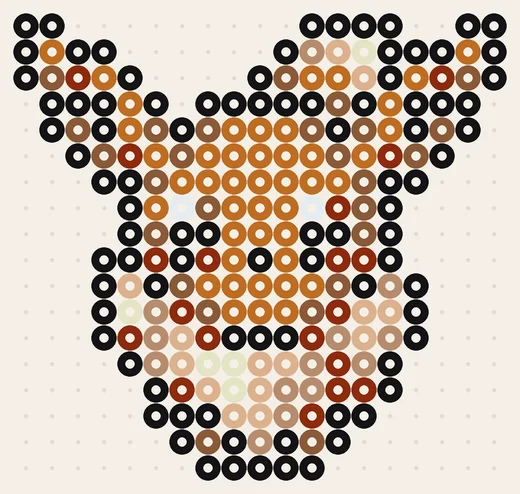 Evoli als Bügelperlen Vorlage aus dem Sammelalbum, 19 × 18 Perlen