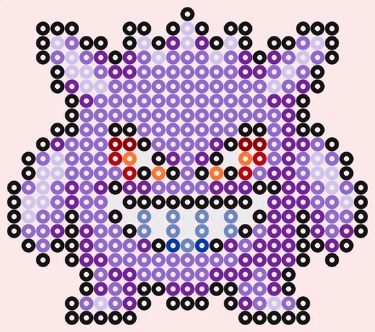 Schattige strijkkralen: kawaii Gengar met 409 kralen