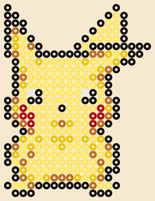 Pikachu strijkkralen: Pikachu, 309 kralen