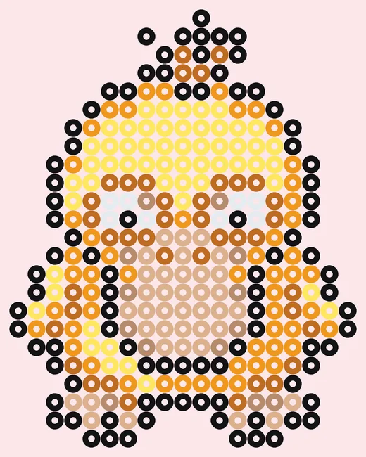 Schattige strijkkralen: kawaii Psyduck met 300 kralen