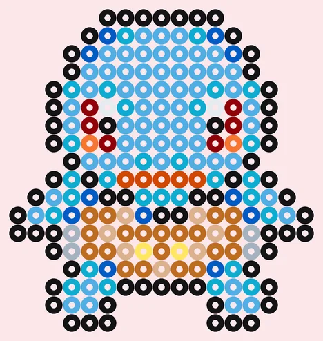 Schattige strijkkralen: kawaii Squirtle met 214 kralen