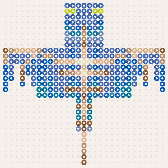 Minecraft mob Fantoom als strijkkralen patroon, 29 × 29 kralen