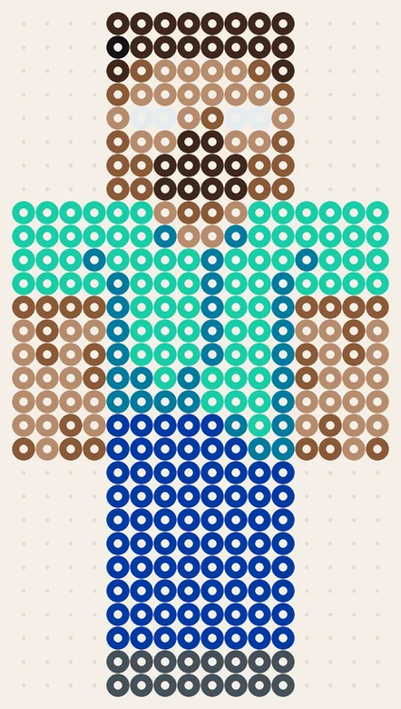 Minecraft strijkkralen voorbeeld Herobrine, patroon van 16 × 29 kralen
