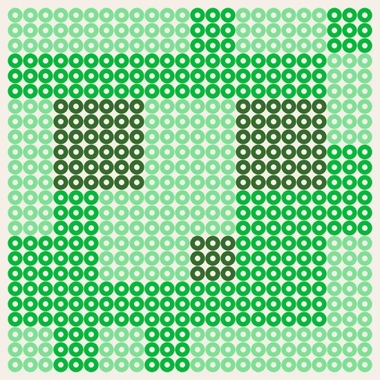 Minecraft mob Slijmkubus als strijkkralen patroon, 24 × 24 kralen