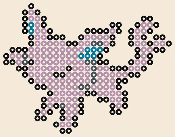 Eevee strijkkralen: Espeon in echte kleuren, 259 kralen