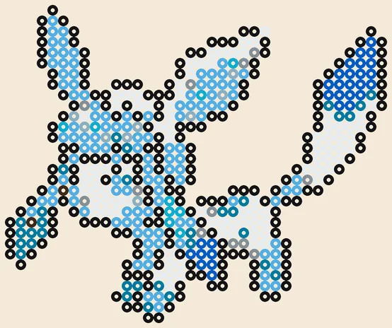 Eevee strijkkralen: Glaceon in echte kleuren, 495 kralen