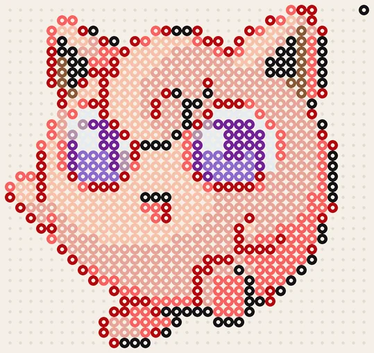 Pokémon strijkkralen patroon Jigglypuff in originele kleuren, 35 × 33 kralen