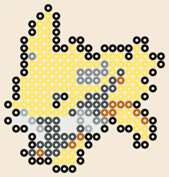 Eevee strijkkralen: Jolteon in echte kleuren, 251 kralen
