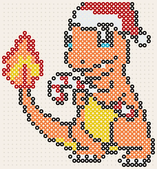 Charizard strijkkralen familie: Kerst-Charmander, 37 × 40 kralen