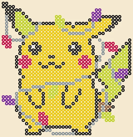 Pikachu strijkkralen: Kerst-Pikachu, 1.054 kralen