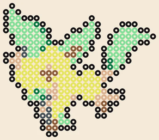 Eevee strijkkralen: Leafeon in echte kleuren, 287 kralen