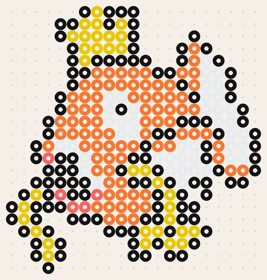 Pokémon strijkkralen patroon Magikarp in originele kleuren, 21 × 22 kralen