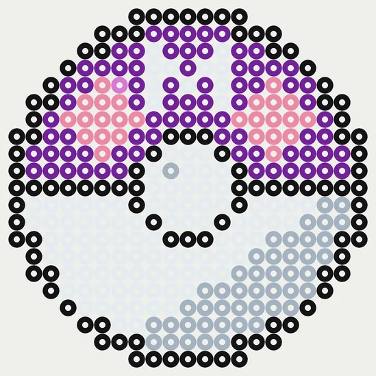 Master Ball van strijkkralen, patroon van 21 × 21 kralen