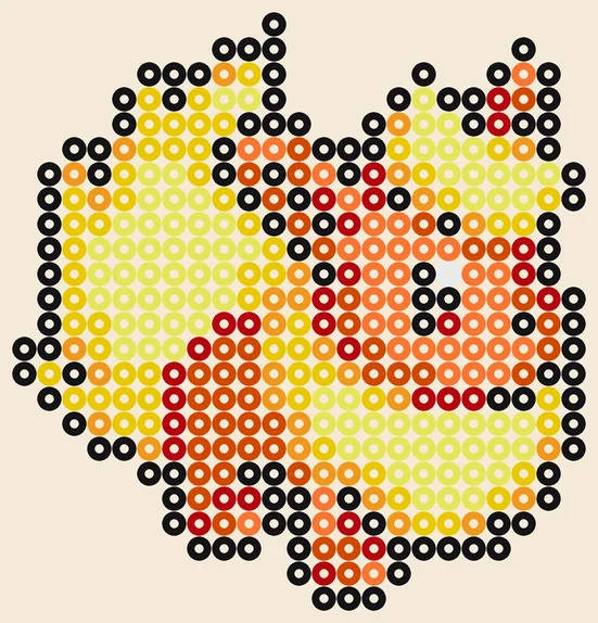 Eevee strijkkralen: Flareon in echte kleuren, 393 kralen