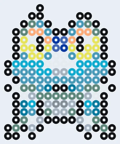 Kleine Pokémon strijkkralen: mini-Froakie van 14 × 17 kralen