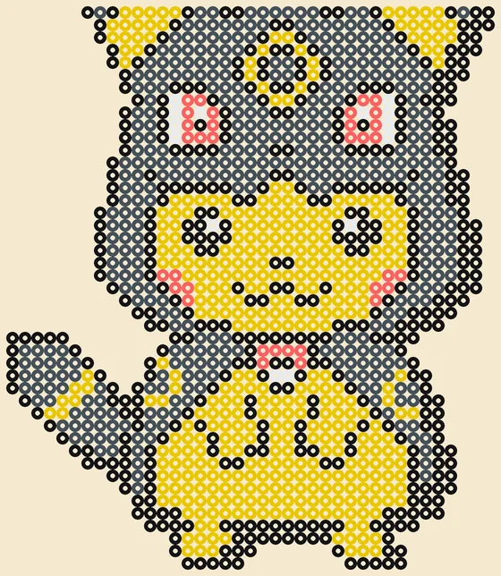 Pikachu strijkkralen: Pikachu in Umbreon-pak, 1.254 kralen
