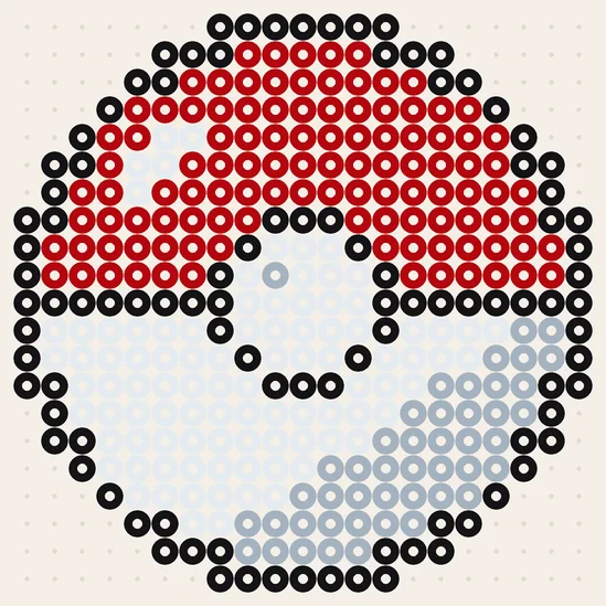Voorbeeld Poké Ball van strijkkralen