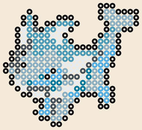 Eevee strijkkralen: Vaporeon in echte kleuren, 274 kralen