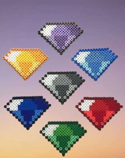 Exemple Sonic en perles à repasser : Émeraudes du Chaos