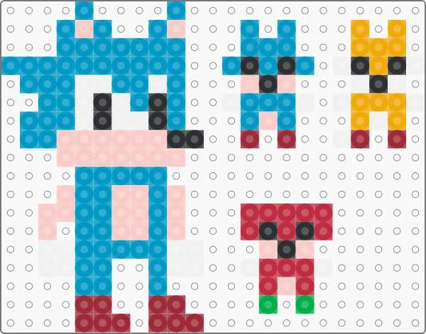 Sonic strijkkralen voorbeeld: Sonic, Tails en Knuckles