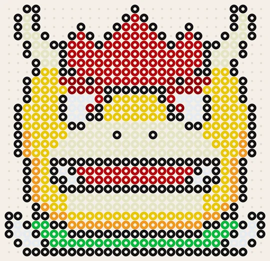 Modèle Super Mario en perles à repasser : Bowser, 29 × 28 perles