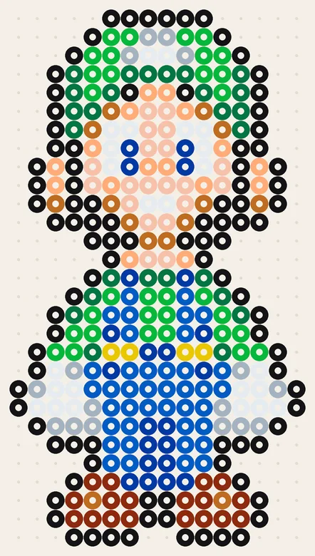 Modèle Super Mario en perles à repasser : Luigi, 16 × 29 perles