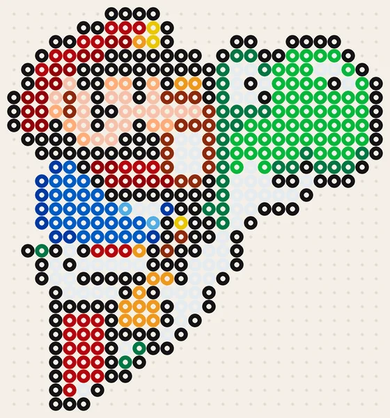Modèle Super Mario en perles à repasser : Mario sur le dos de Yoshi, 27 × 29 perles