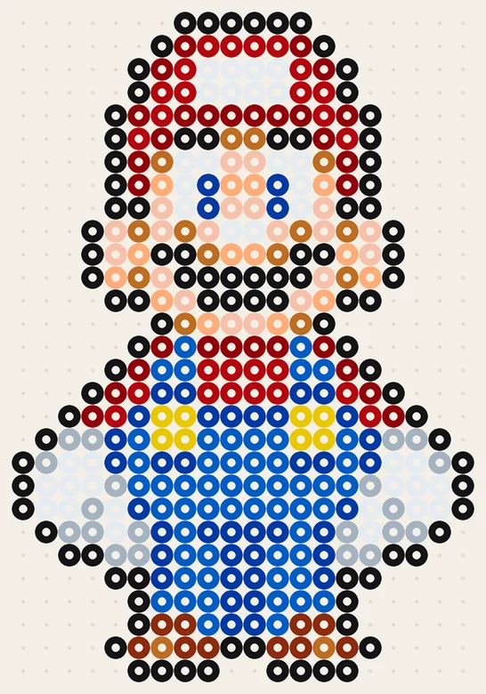 Modèle Super Mario en perles à repasser : Mario, 20 × 29 perles