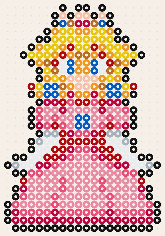Modèle Super Mario en perles à repasser : Princesse Peach, 20 × 29 perles