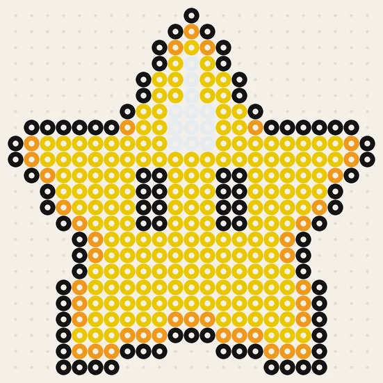 Modèle Super Mario en perles à repasser : Super étoile, 23 × 23 perles