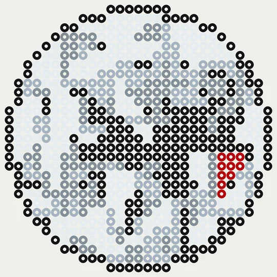 Eredivisie strijkkralen: Ajax als voetbal logo, 665 kralen