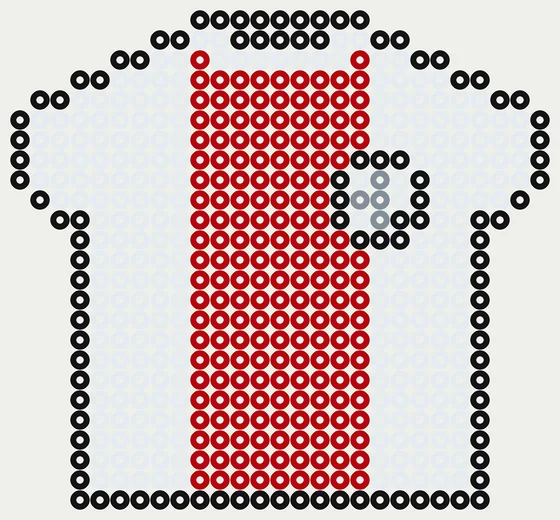 Eredivisie strijkkralen: Ajax-thuisshirt als voetbal logo, 535 kralen