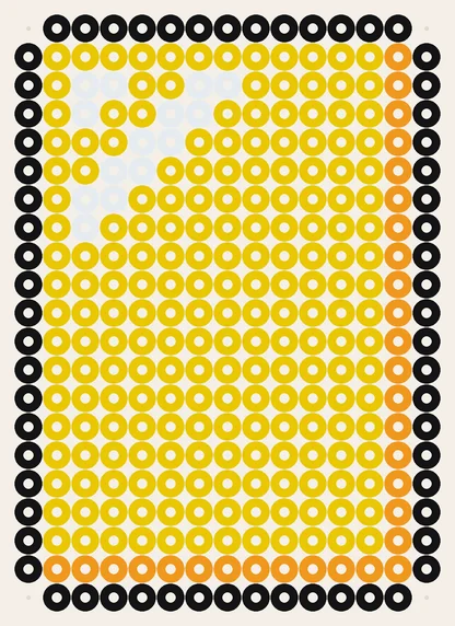 Voetbal strijkkralen patroon: gele kaart, 15 × 21 kralen