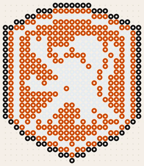 Voorbeeld KNVB-logo met leeuw van strijkkralen
