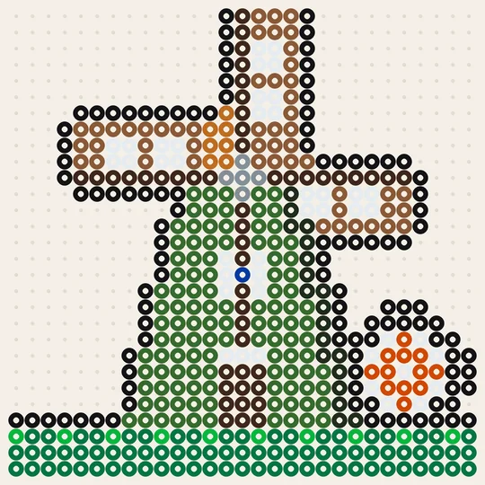 Voetbal strijkkralen patroon: molen met voetbal, 29 × 29 kralen