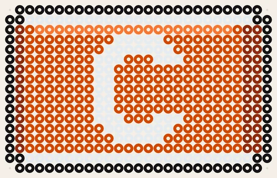 Voetbal strijkkralen patroon: oranje aanvoerdersband, 27 × 17 kralen