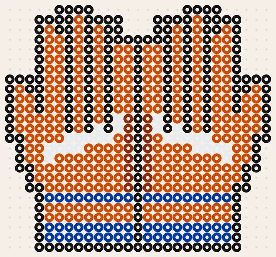 Voetbal strijkkralen patroon: oranje keepershandschoenen, 27 × 25 kralen