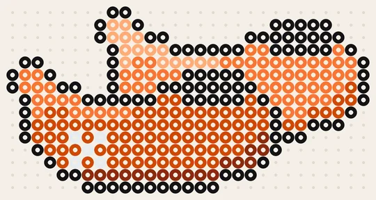 Voetbal strijkkralen patroon: oranje klompen, 29 × 15 kralen