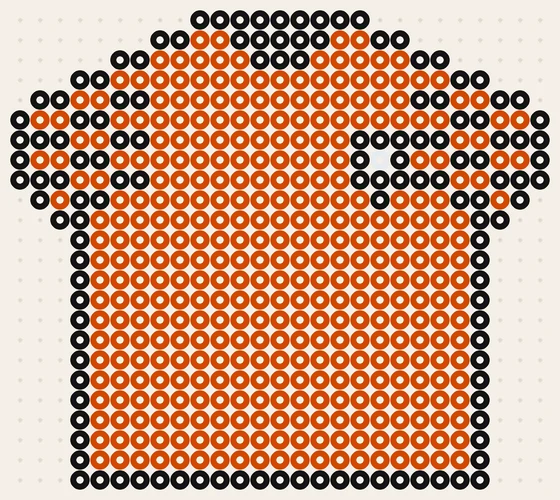 Oranje strijkkralen voorbeeld: Retroshirt 1974, 27 × 24 kralen