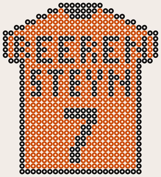Strijkkralen voetballer: Rugshirt Beerensteyn 7, 28 × 31 kralen