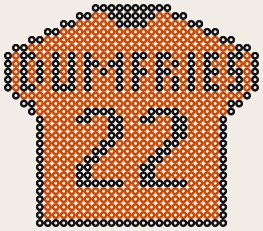 Strijkkralen voetballer: Rugshirt Dumfries 22, 32 × 28 kralen