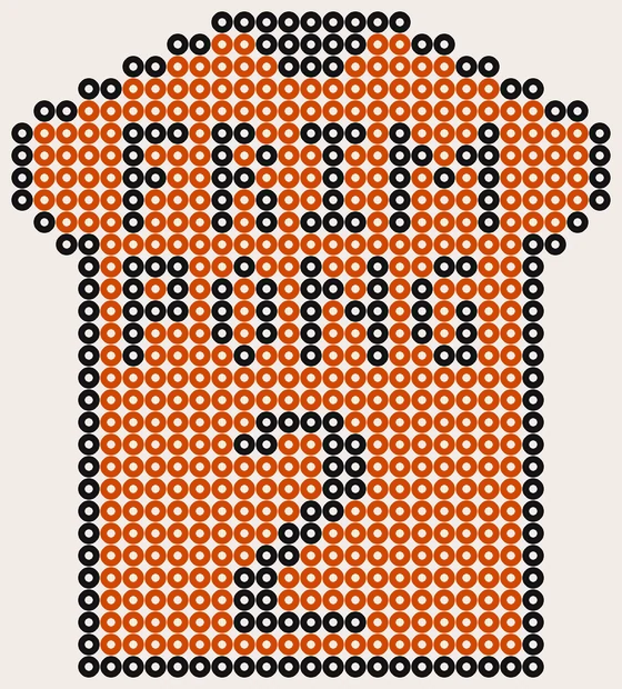 Strijkkralen voetballer: Rugshirt Frimpong 2, 27 × 30 kralen