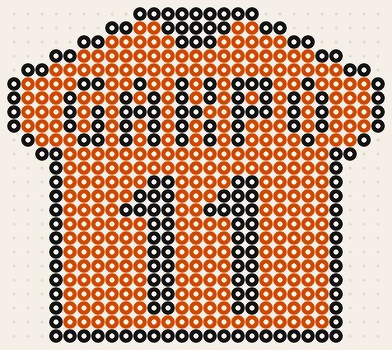 Oranje strijkkralen voorbeeld: Rugshirt Gakpo 11, 27 × 24 kralen