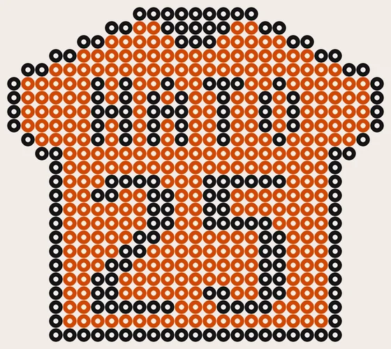 Strijkkralen voetballer: Rugshirt Hato 25, 27 × 24 kralen